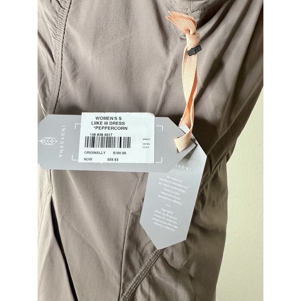Indygena NWT Liike III Dress Activewear Outdoor in Peppercorn Brown Pockets REI - Picture 6 of 9